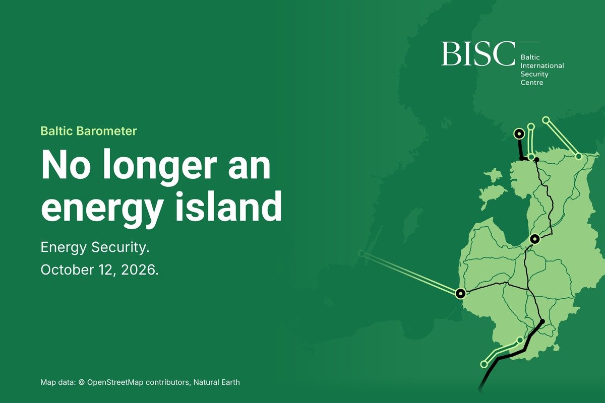 Baltic Barometer: Energy Security, October 12, 2026. No longer an energy island. Map of the Baltic states’ power and gas interconnectors.